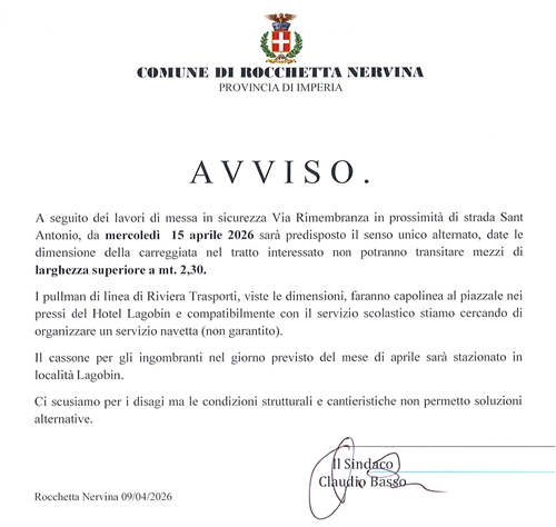 AVVISO - Lavori via Rimembranza